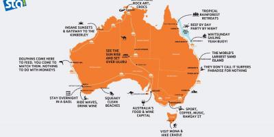 Mapa Austrálie pláž