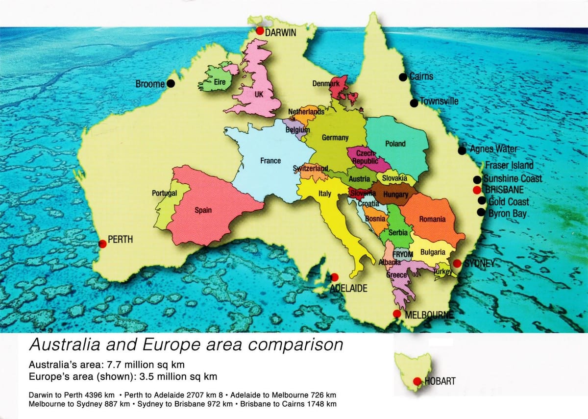 Mapa evropy v Austrálii