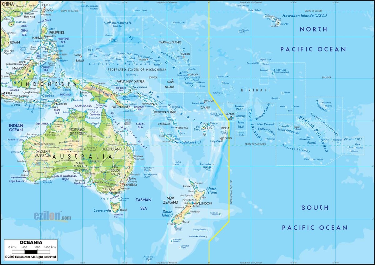 mapa Austrálie ostrovy