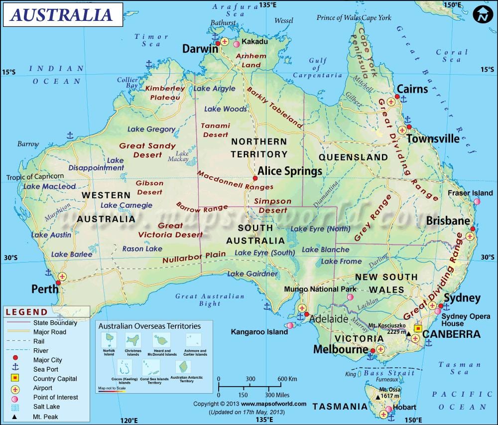 Austrálie na mapě