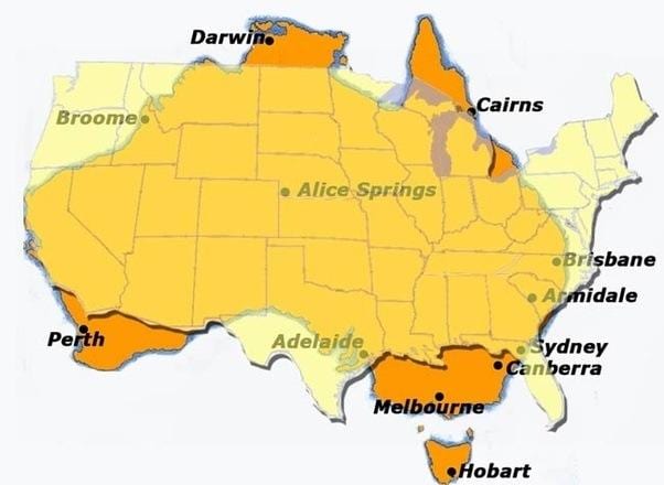 Austrálie do ameriky mapě