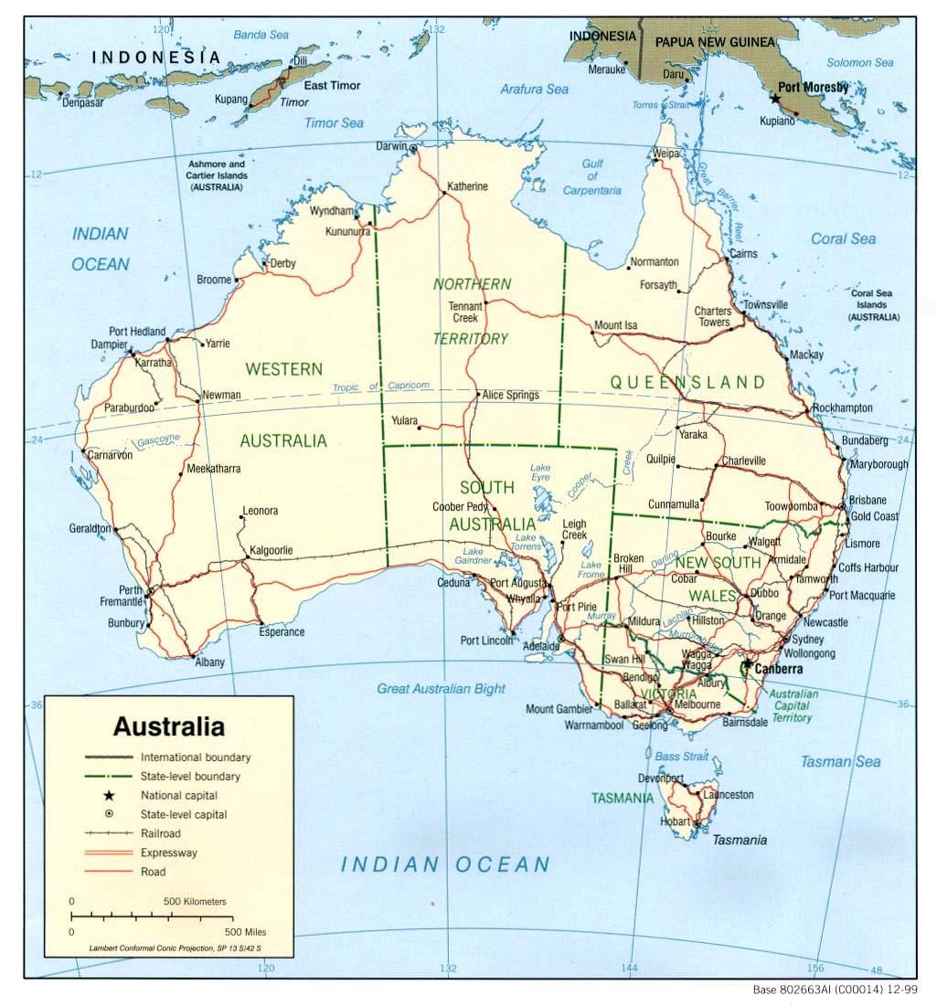mapa Australských oceány