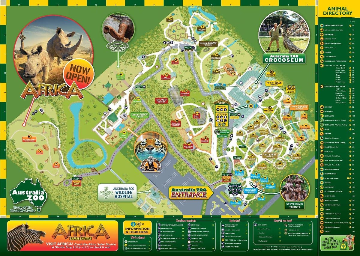 mapa Austrálie zoo