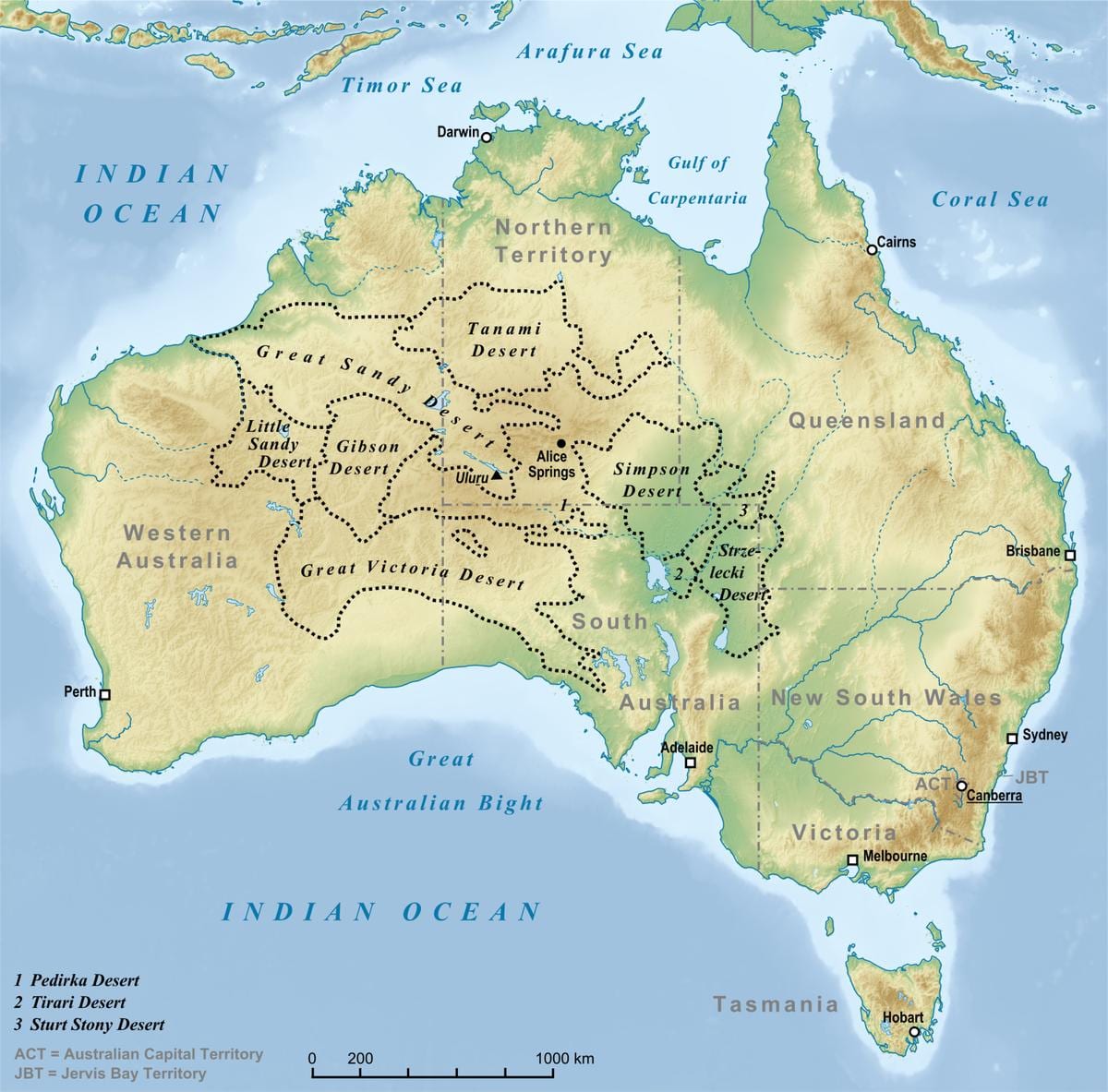 poušť Austrálie mapa