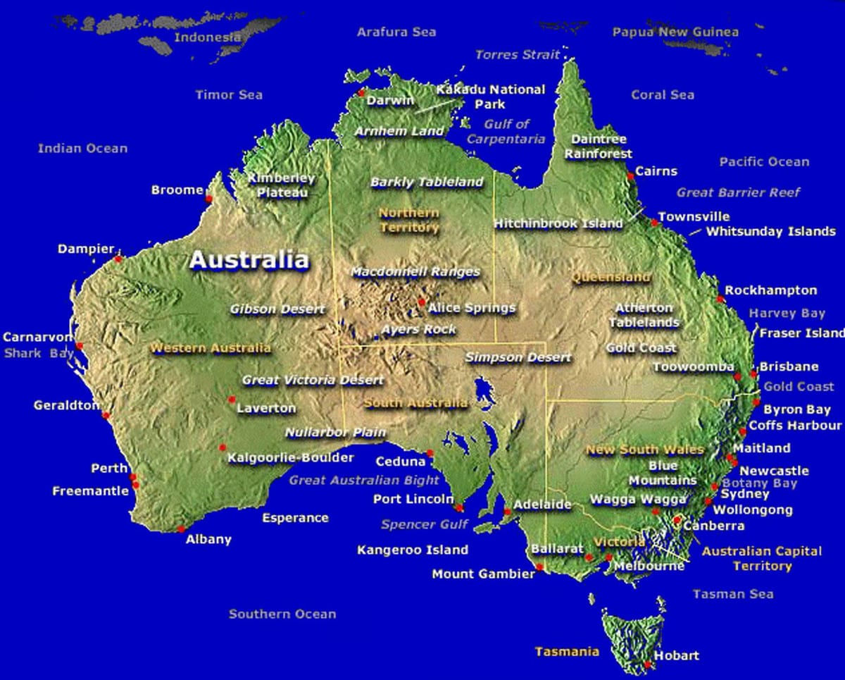 mapa austrálie mapa