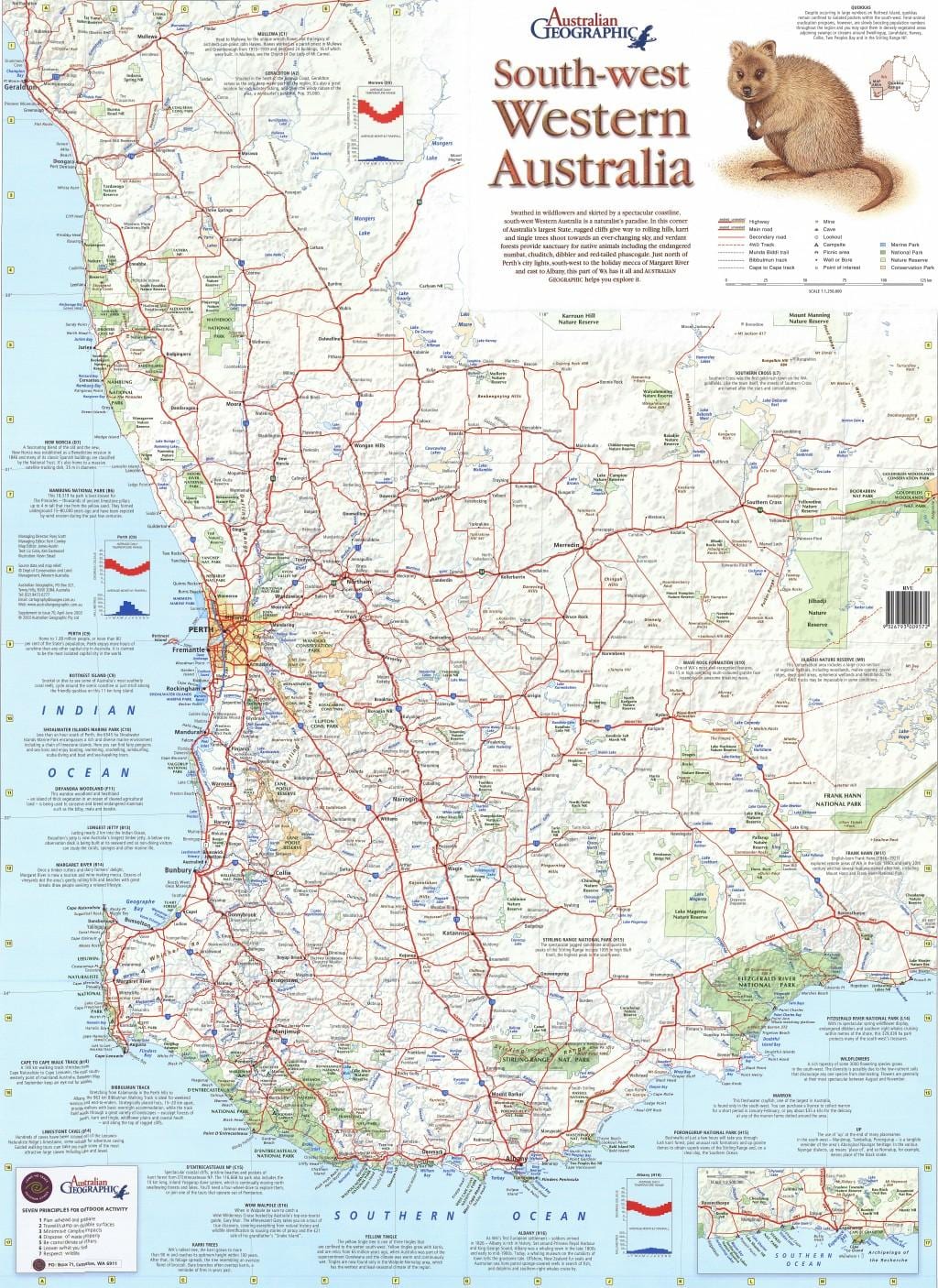 mapa jižní západní Austrálie