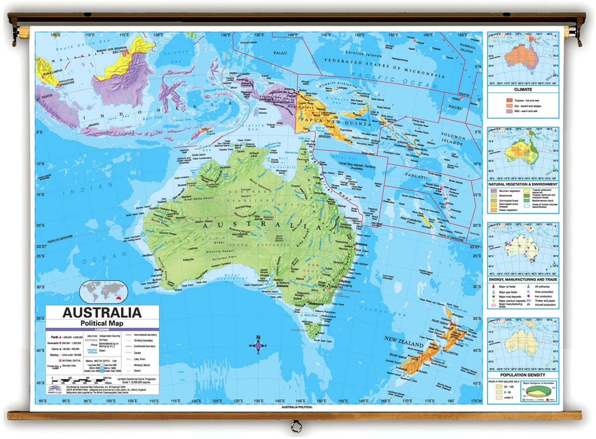 Austrálie a okolních zemích mapě