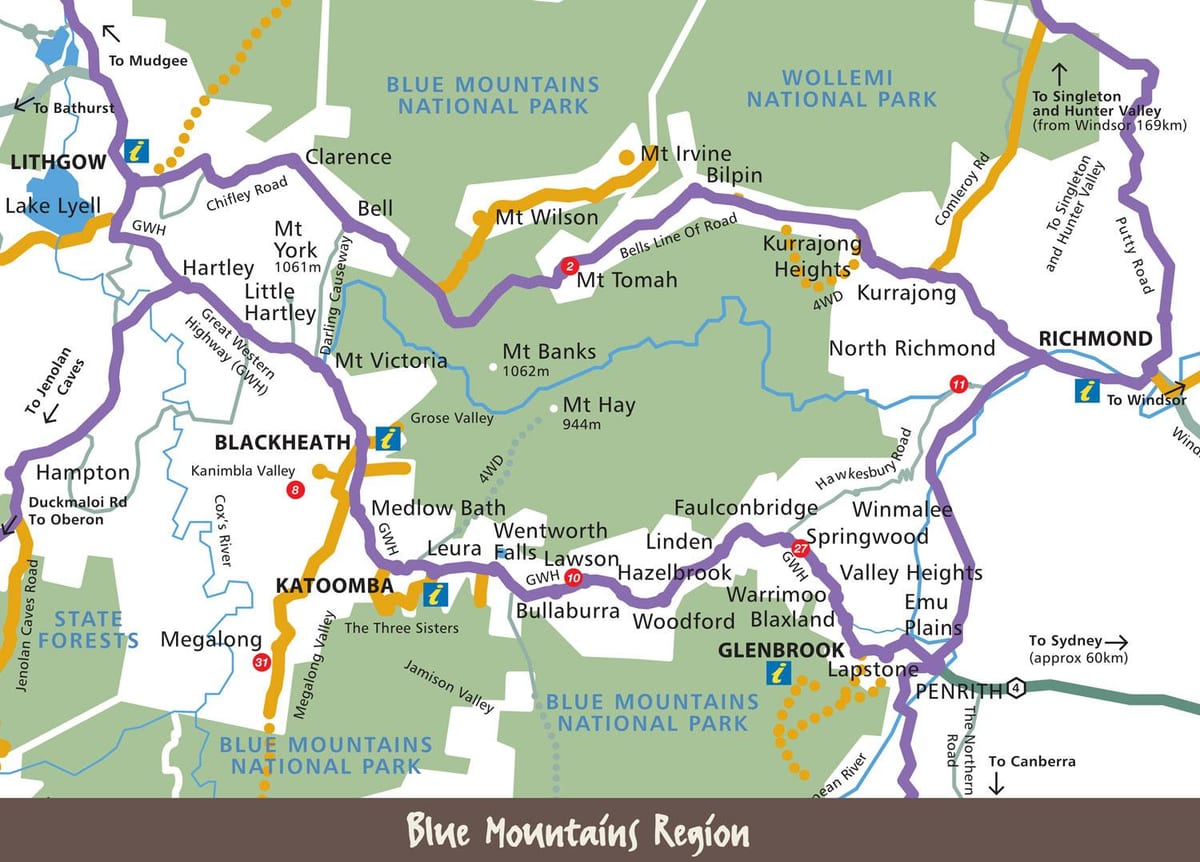 mapa blue mountains Australia