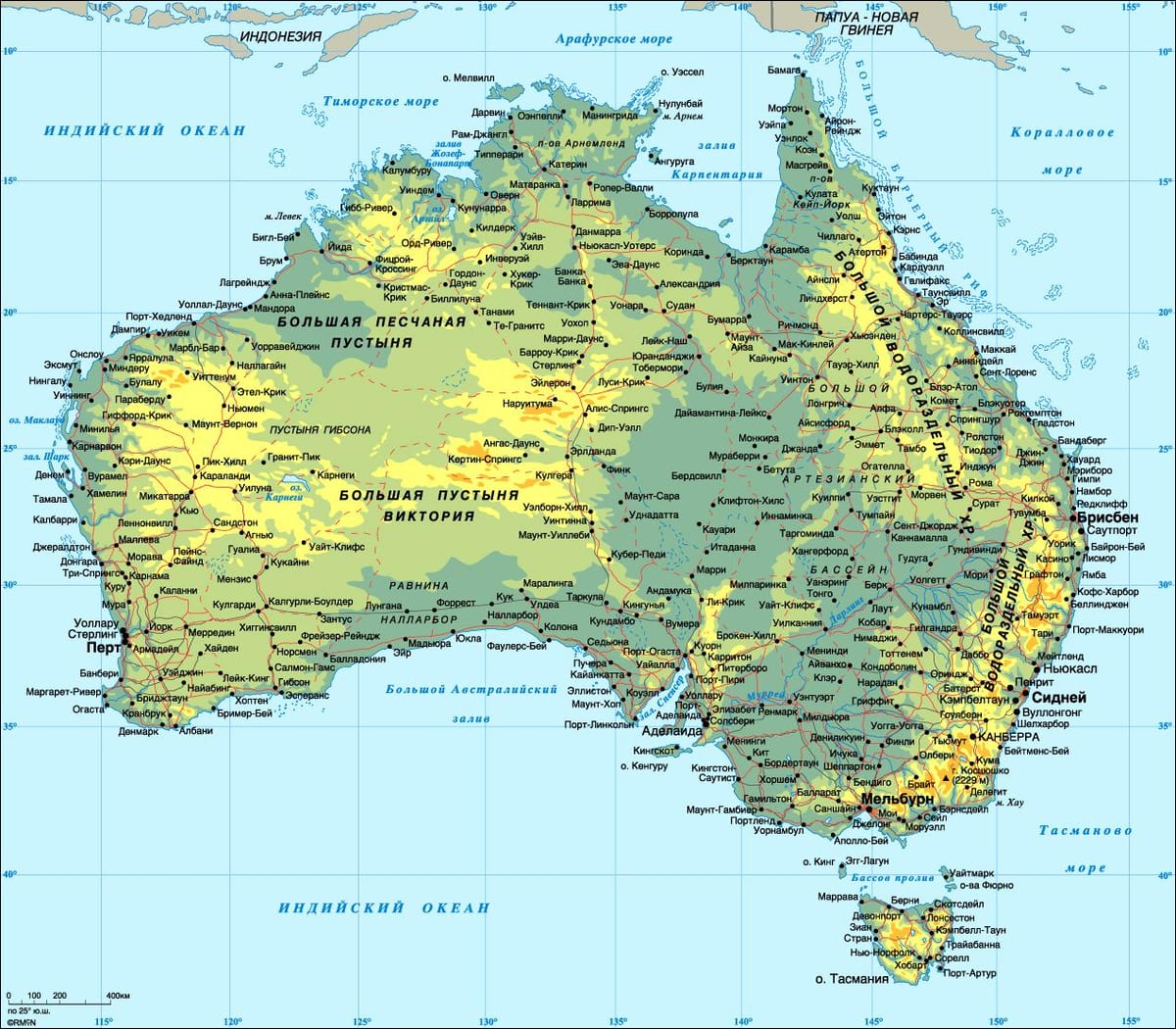 Podrobná mapa austrálie