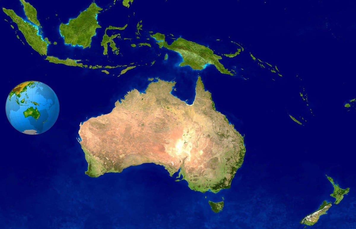Austrálie satelitní mapě