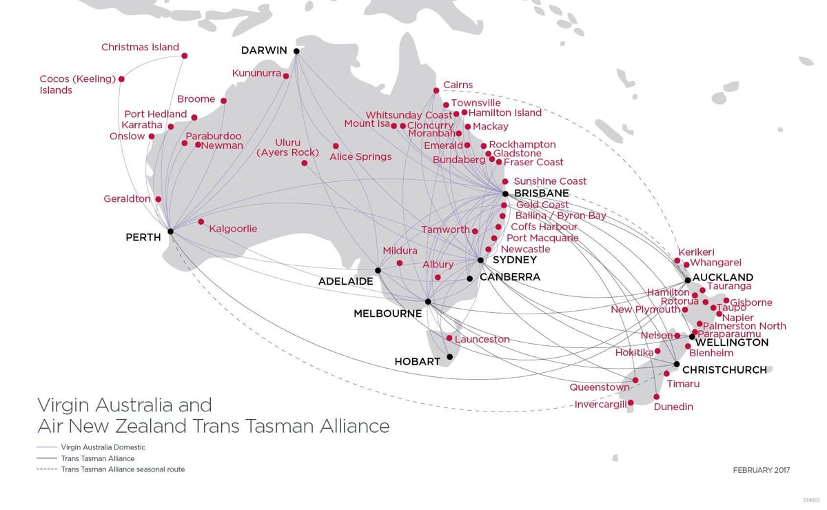 mapa virgin Australia letu
