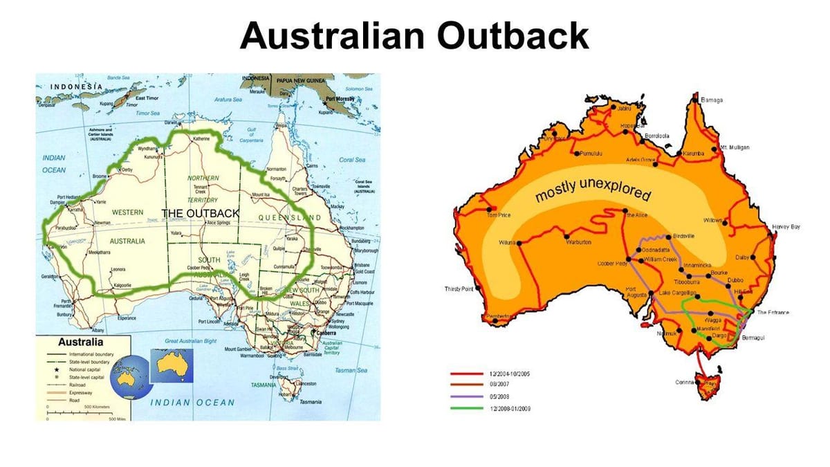 Australský outback mapě