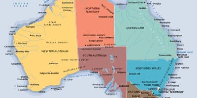 Označen mapa Austrálie