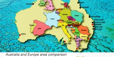 Mapa evropy v Austrálii
