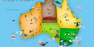 Mapa Austrálie pro děti
