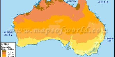 Teplotní mapa Austrálie
