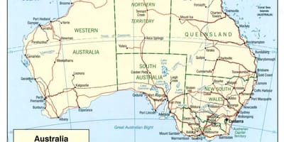 Mapa Australských oceány
