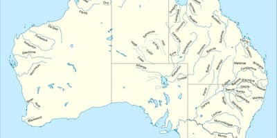 Řeky v Austrálii mapě