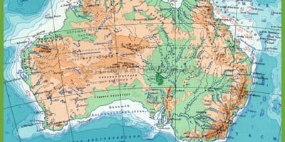 Mapa Austrálie s horami