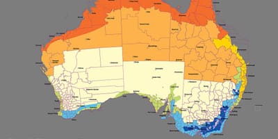 Australské klimatické zóny mapě