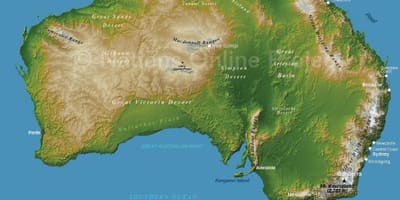 Výšková mapa Austrálie
