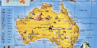 Mapa zdrojů Austrálie